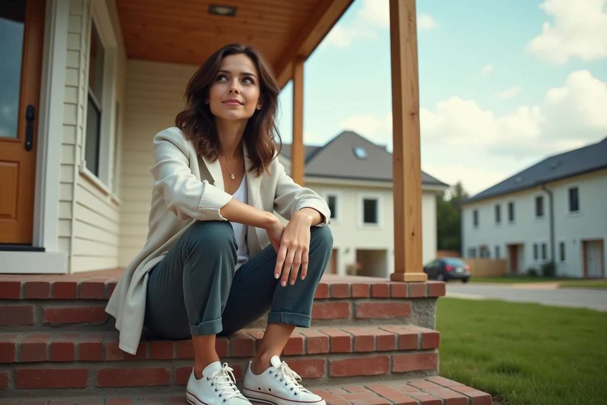 Femme assise sur les marches d