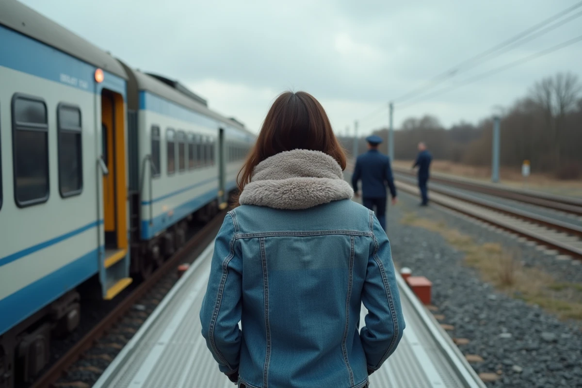 Jeune femme chargeant sa voiture sur une plateforme de train