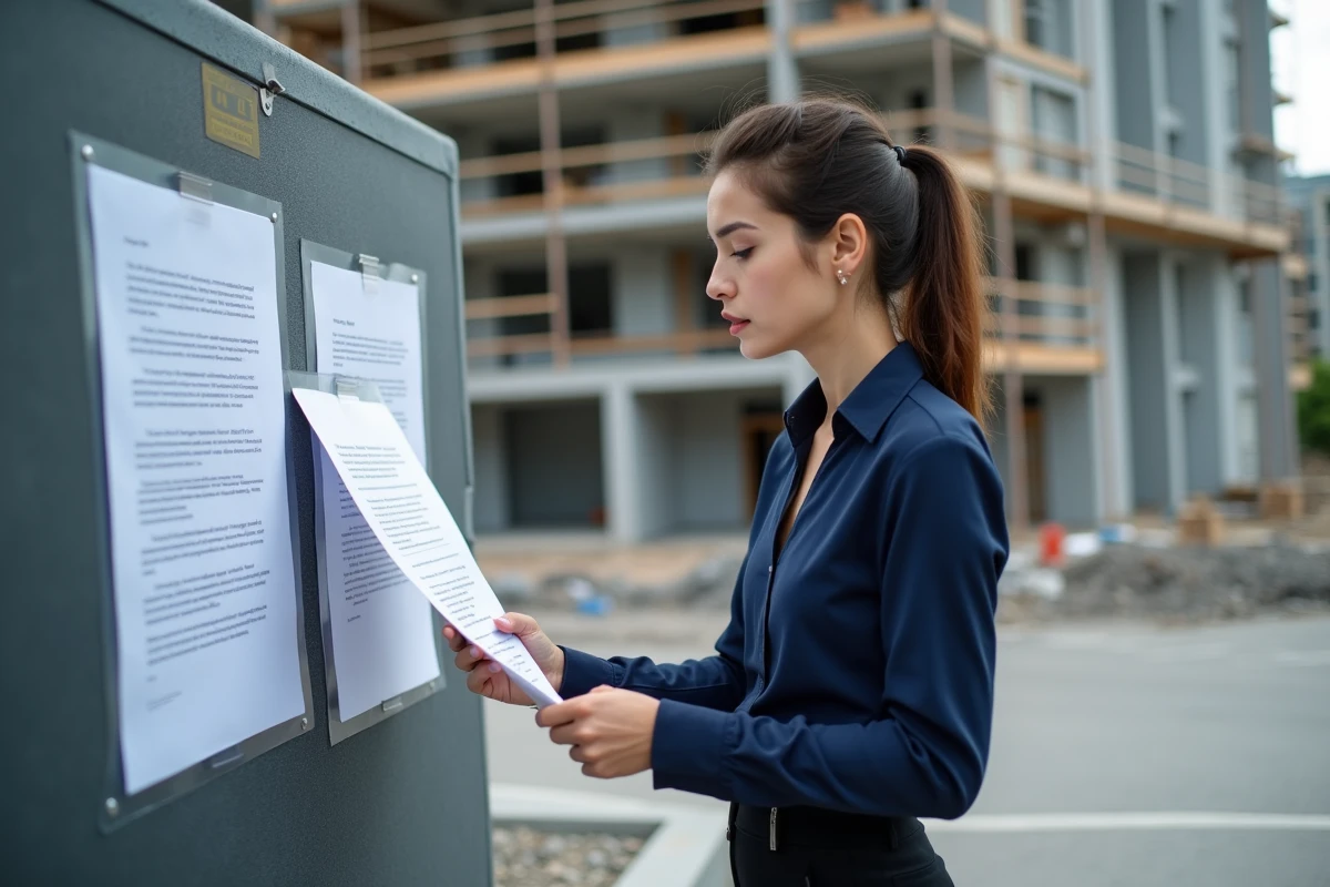 Jeune femme gestionnaire sur site de construction