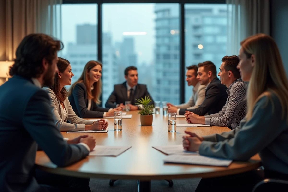 Groupe de jeunes adultes en réunion moderne