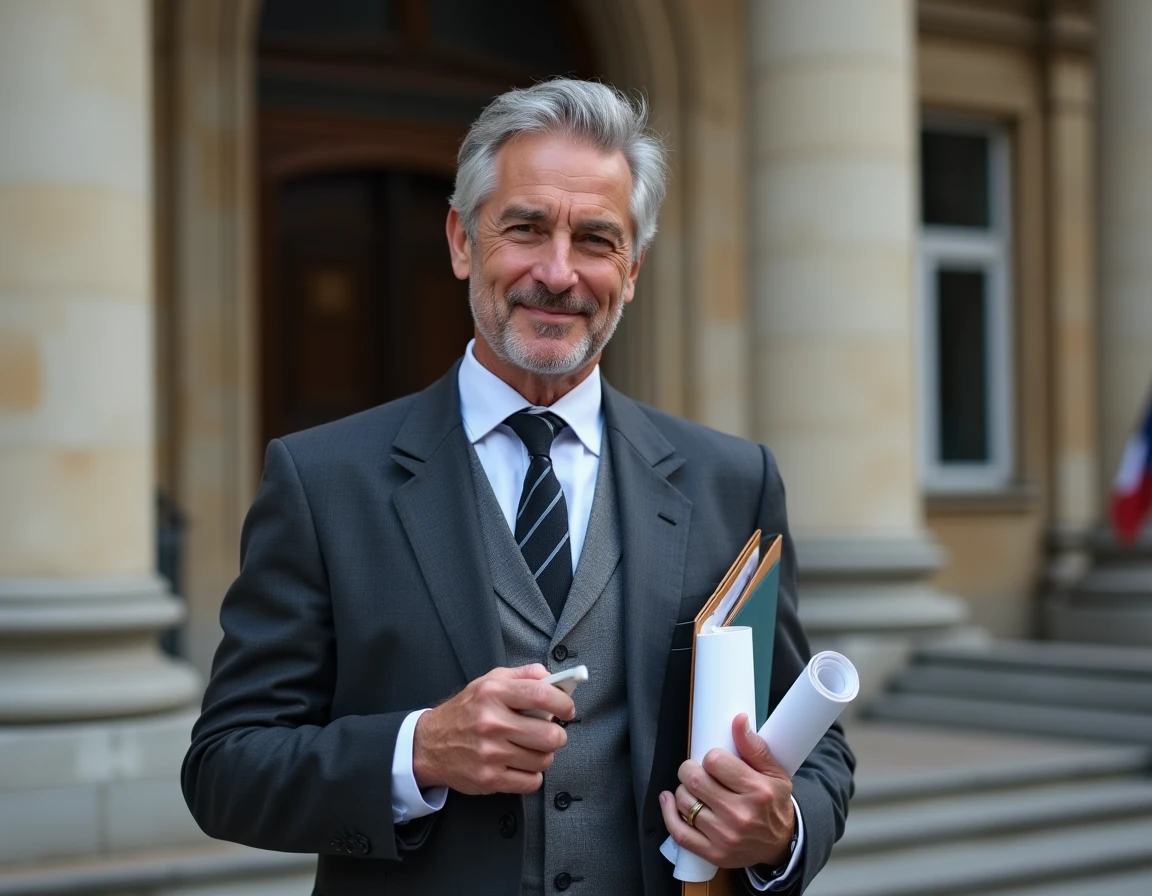 Maître Jean-Charles Homehr, avocat en droit public et droit immobilier, devant un bâtiment administratif